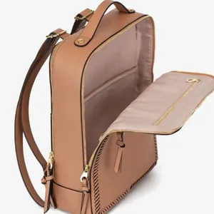 Calpak Tan Backpack with Gold Accents Laptop Tech and Travel Backpack thumbnail 3
