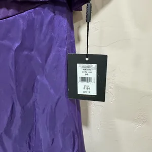 Moshita Couture Size 12 NWTs Style 6189 Purple Short Sleeve Midi Dress thumbnail 3