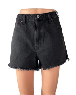 Abercrombie & Fitch The Mom Shore High Rise Black Cutoff Denim Jean Shorts 12 thumbnail 1