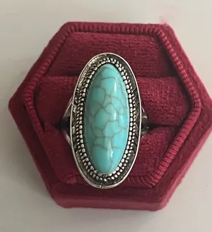 &merci Vintage Bohemian Design Faux Turquoise Statement Ring Size 7 NWT thumbnail 1