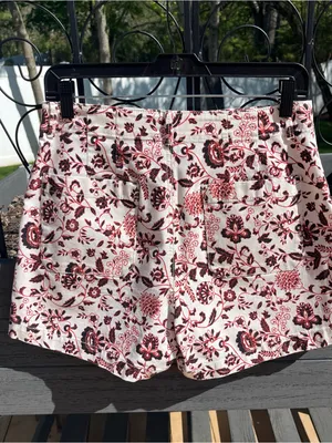 LOFT Floral Print Stretch Cotton Button Front Slash Pocket 4” Shorts Size 0 thumbnail 5