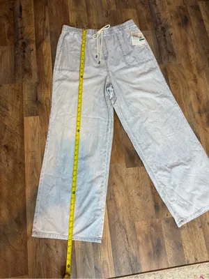Michael Kors Light Blue Wide-Leg Drawstring Jeans size L thumbnail 10