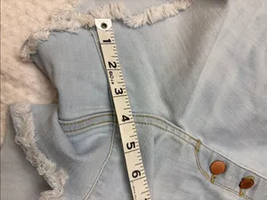 Universal Threads 10/30 High Rise Midi Light Blue Button-Fly Denim Cut Off Shorts thumbnail 11