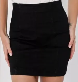 Free People Modern Femme Washed Black Denim Mini Skirt thumbnail 1