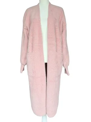 NWT SKIES ARE BLUE‎ Fuzzy Long Sleeve Pink Casey Cardigan Sz S thumbnail 3
