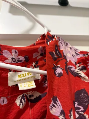 NWT Maeve by Anthropologie Red Floral Dress Size 2 thumbnail 3