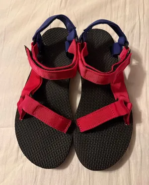 Kids Red and Navy Adjustable Strap Sandals thumbnail 1