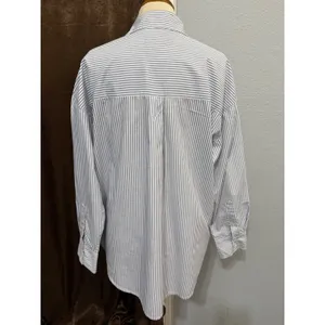Abercrombie & Fitch Womens Oversized Shirt M Striped Button Down Blue White thumbnail 3
