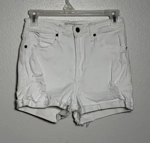 Abercrombie & Fitch High Rise White Distressed Women Jean Shorts size 2‎ thumbnail 1