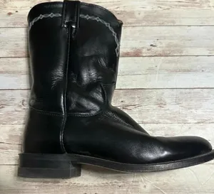 Justin Boots J Diamond L3233 Black Leather Roper Western Boots Women's Size 6.5E thumbnail 3