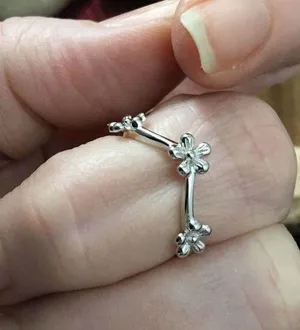 Boho Sterling Silver Flower Band Ring Size 7 thumbnail 5