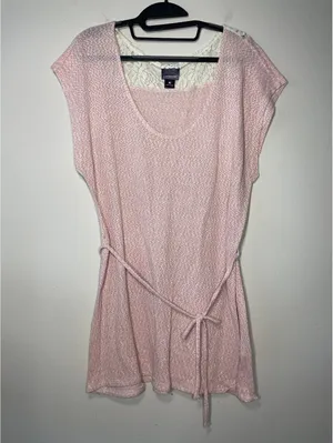 Motherhood Maternity Oh Baby! Maternity Pastel Pink Lace Back Tunic Cozy Coquette thumbnail 3