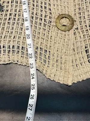 Keren Hart Beige Open Weave Crochet Cardigan L Boho Lagenlook Statement Buttons thumbnail 10