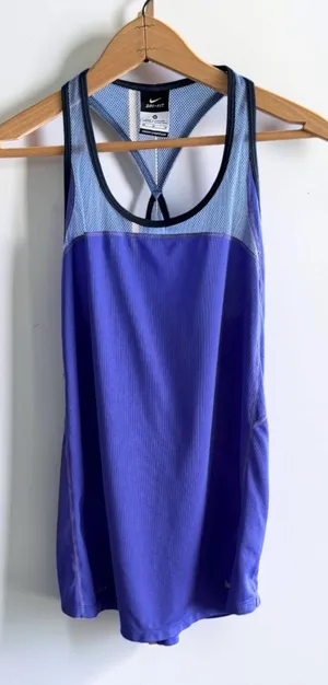 Nike Dri-FIT Womens Purple Mesh Racerback Running Training Tank Top Size M‎ thumbnail 1