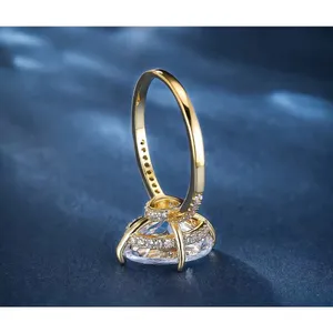 NEW‎ Women's 6Ct Yellow Gold Plated Silver Oval Simulated Diamond Ring thumbnail 7