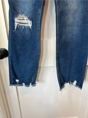 Vervet Flying Monkey Women's Dark Blue Distressed Boyfriend Jeans thumbnail 3