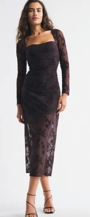 Abercrombie Bra-Free Long-Sleeve Mesh Maxi Dress thumbnail 1