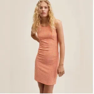 NWT NNG Mango Vichy Check Dress Gingham Orange Stretch thumbnail 2