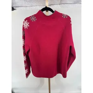 Eddie Bauer Sport Snowflake Full Zip Sweater Jacket XL Red thumbnail 7