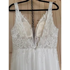 NWT Lulus Forever Promised White Chiffon Embroidered Sequin Maxi Dress Bridal L thumbnail 7