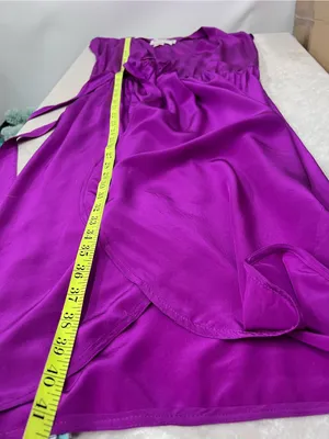 Diane Von Furstenberg Fuchsia Wrap 100% silk Midi Dress size 6 DVF FLAWED thumbnail 9