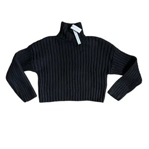 NEW Topshop Rib Knit Turtleneck Sweater Black Size Small 4-6 thumbnail 2