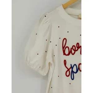 Peach Love Born To Sparkle Dress Womens Medium White Red Fourth‎ of July Festive thumbnail 7