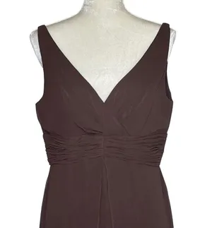 Bill Levkoff Womens Chiffon Special Occasion Dress Size 14 Brown Maxi Sleeveless thumbnail 2