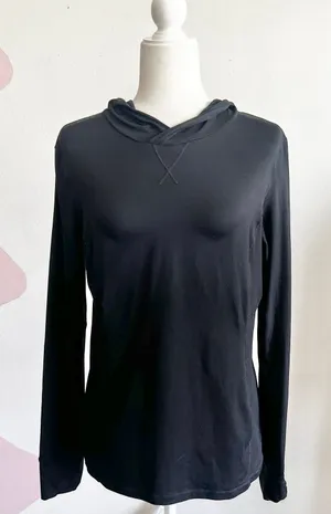 Fabletics Black Pullover Hoodie Top, Athleisure Sporty‎ Yoga Pilates Large thumbnail 1