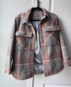 Blank NYC Plaid Shirt Jacket in Brown & Gray thumbnail 1