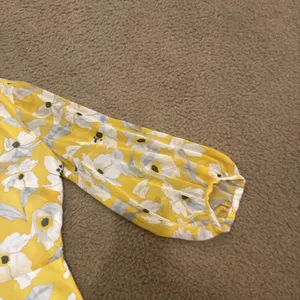Banana Republic Floral Dress Yellow Midi Tiered Romantic Cottagecore Womens 10P thumbnail 10