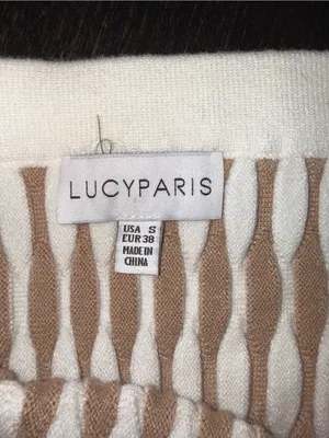 Lucy Paris Boho Knit Midi Skirt Stretchy Ribbed Textured Skirt Neutral Size S thumbnail 6