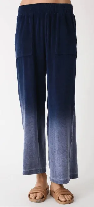 Anthropologie Electric& Rose Miramar Terry Pant in Blue Ombre Small Relaxed Navy thumbnail 1