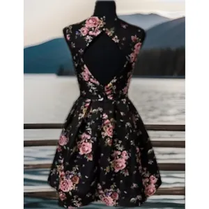 Forever 21 Pink Floral Roses Skater Romantic Sexy Hawaiian CutOut Dress S OLDSTO thumbnail 2