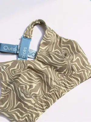 Outdoor Voices pampas Swirl Print Sports Bra - Size S/M D Cup Logo Elastic thumbnail 4