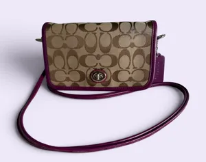Coach Legacy Signature Penny Small Khaki/Berry Crossbody Bag thumbnail 1