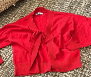 Free People Beach Red Tie Cardigan Size Medium thumbnail 1
