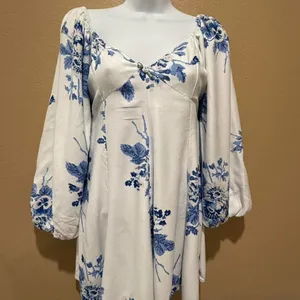 Free People Blue and White Smocked‎ Dress thumbnail 2