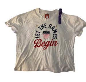 Team USA Shirt White Olympic Games Let The Games Begin Cotton Tee NWT thumbnail 1