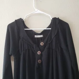 We The Free Must Have Henley 3-Button Placket Waffle Knit Long Sleeve Tee Small thumbnail 4