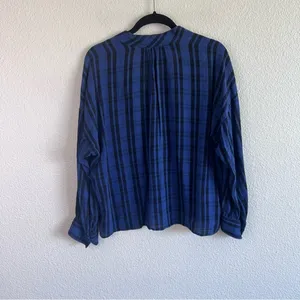 Madewell Highroad‎ Popover Shirt in Chelton Plaid Black Blue thumbnail 7
