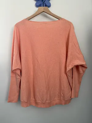 Eileen Fisher Medium Oversize Sleeve Tee Organic Cotton Pastel Orange Dolman thumbnail 4