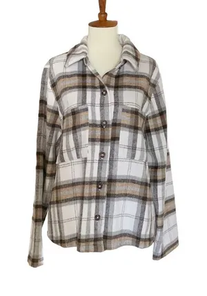 Melloday Plaid Flannel Shirt Jacket‎ Size Large thumbnail 1
