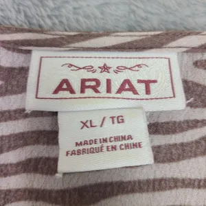 Ariat Top Women’s X-Large Short Sleeve Tiger Stripe Lace Hem Lightweight‎ Blouse thumbnail 4