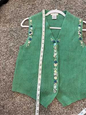Susan Bristol Vintage Embroidered Vest Size Pp Small Grandma Cottage NWOT thumbnail 6