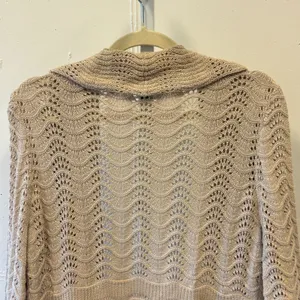 Y2K INC International Concepts Tan Pointelle Crochet Open Cardigan XL 3/4 Sleeve thumbnail 5