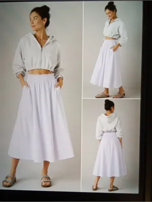 Lululemon Stretch Woven Ruffle Waist Midi Skirt Relaxed Fit Travel Womens Small thumbnail 2
