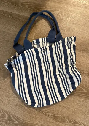Blue striped tote bag thumbnail 1