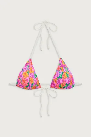 Frankie's Bikinis Pink Coastal Top Tia Floral Bottom Daisy Pond Print Swimsuit Bikini thumbnail 3