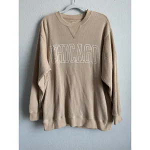 Aerie Womens Medium Waffle Knit Long Sleeve Pullover Crewneck Chicago Loungewear thumbnail 5